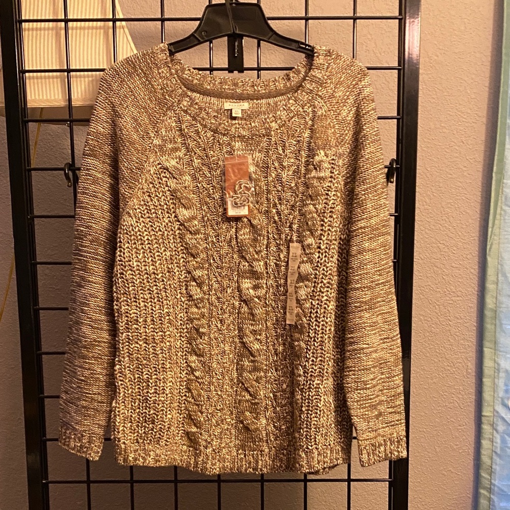 Women's Cable Knit Sweater - Tan